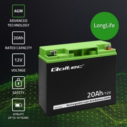 Akumulator AGM | 12V | 20Ah | max. 300A Qoltec