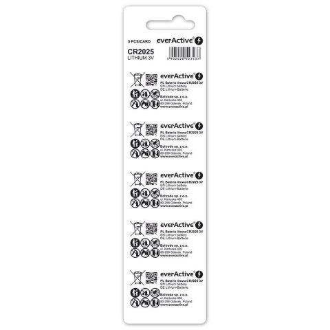 Bateria litowa CR2025 blister 5 szt. EverActive