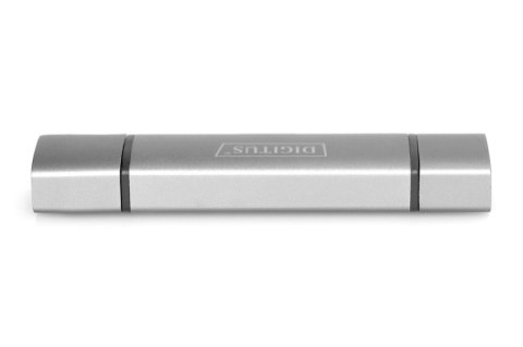 Czytnik kart 3-portowy USB Typ C/ USB 3.0 SuperSpeed SD Micro SD HQ aluminium Szary Digitus