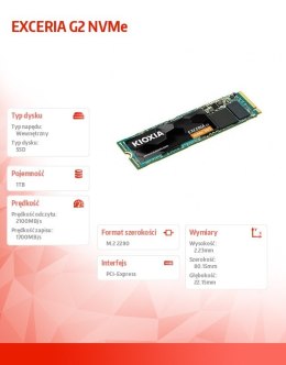 Dysk SSD Exceria G2 1TB NVMe 2100/1700MB/s Kioxia