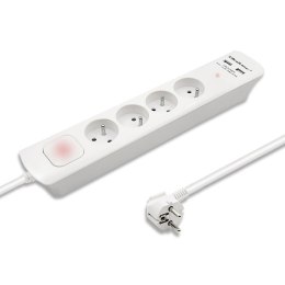 Listwa antyprzepięciowa | 4 gniazda | 2xUSB | 1.8m | Biała Qoltec