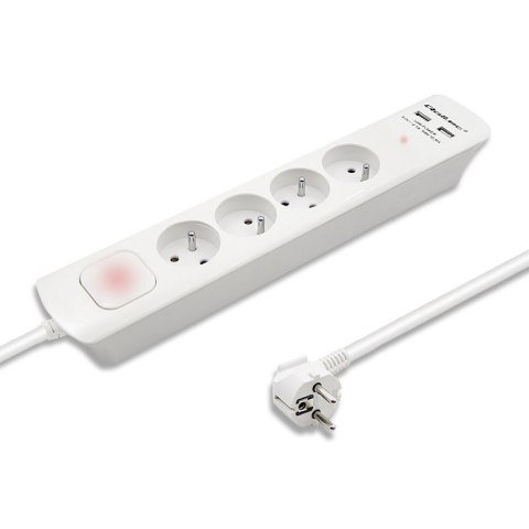 Listwa antyprzepięciowa | 4 gniazda | 2xUSB | 1.8m | Biała Qoltec Listwa antyprzepięciowa | 4 gniazda | 2xUSB | 1.8m | Biała Qoltec