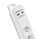 Listwa antyprzepięciowa | 4 gniazda | 2xUSB | 1.8m | Biała Qoltec