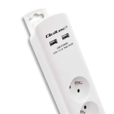 Listwa antyprzepięciowa | 4 gniazda | 2xUSB | 1.8m | Biała Qoltec Listwa antyprzepięciowa | 4 gniazda | 2xUSB | 1.8m | Biała Qoltec
