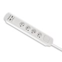 Listwa antyprzepięciowa | 4 gniazda | 2xUSB | 1.8m | Biała Qoltec