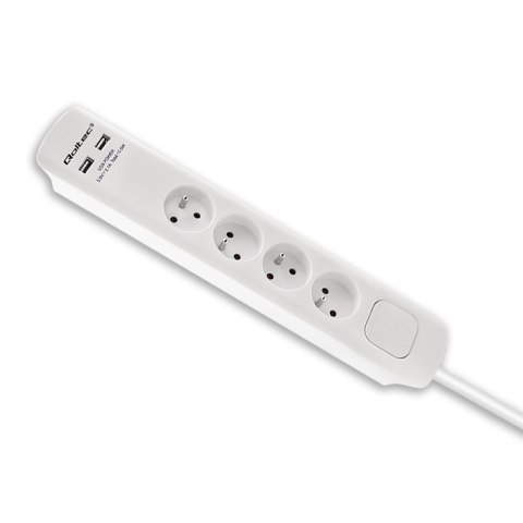 Listwa antyprzepięciowa | 4 gniazda | 2xUSB | 1.8m | Biała Qoltec Listwa antyprzepięciowa | 4 gniazda | 2xUSB | 1.8m | Biała Qoltec