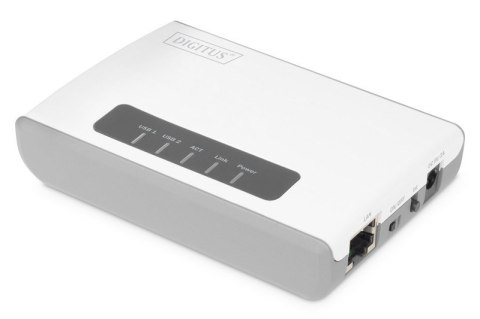Serwer sieciowy wielofunkcyjny, bezprzewodowy 2-portowy, USB 2.0, 300Mbps Digitus