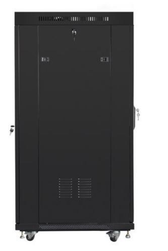 Szafa instalacyjna rack stojąca 19 cali 27u 800x1000 czarna drzwi szklane LCD (flat pack) Lanberg