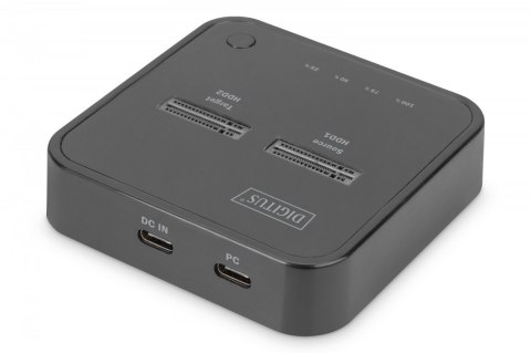 Podwójna stacja dokująca do dysków SSD M.2 NVMe z funkcją klonowania offline, USB-C, Czarna Digitus