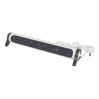 Przedłużacz ochronny 5x2PZ +USB A/C 1,5m biało-czarny Legrand