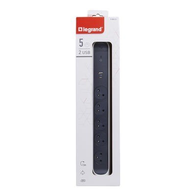 Przedłużacz ochronny 5x2PZ +USB A/C 1,5m biało-czarny Legrand