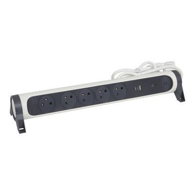 Przedłużacz ochronny 5x2PZ +USB A/C 1,5m biało-czarny Legrand