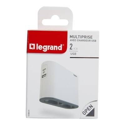 Rozgałęziacz 2x2P+USB AC Biało/czarny Legrand
