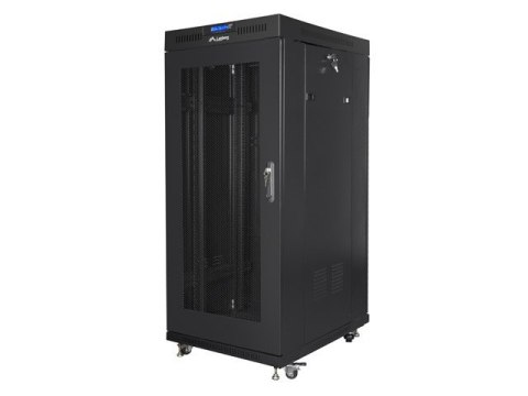 Szafa instalacyjna RACK stojąca 19 15U 800X1000 czarna drzwi perforowane LCD( FLAT PACK) Lanberg