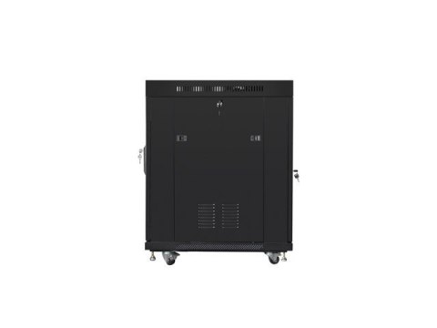 Szafa instalacyjna RACK stojąca 19 15U 800X1000 czarna drzwi szklane LCD (FLAT PACK) Lanberg
