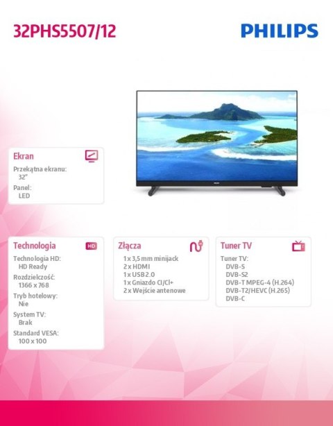 Telewizor LED 32 cali 32PHS5507/12 Philips