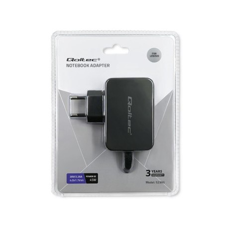 Zasilacz do Lenovo 45W | 20V | 2.25A | 4.0*1.7 Qoltec Zasilacz do Lenovo 45W | 20V | 2.25A | 4.0*1.7 Qoltec