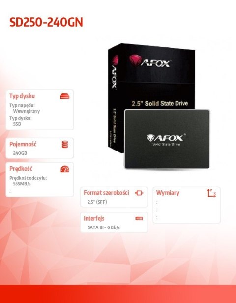Dysk SSD - 240GB TLC 555 MB/s AFOX Dysk SSD - 240GB TLC 555 MB/s AFOX