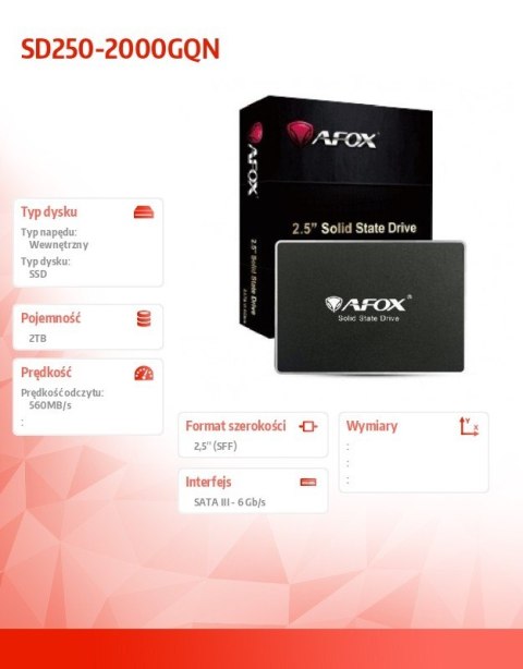 Dysk SSD - 2TB QLC 560 MB/s AFOX Dysk SSD - 2TB QLC 560 MB/s AFOX