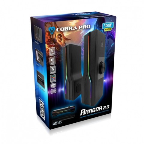 Głośniki soundbar z Bluetooth ARAGOR 2.0 MT3175 Gamingowe/2.0 lub soundbar/Line-in/Bluetooth 5.0/RGB/Jack 3,5/USB/RMS 8W/PMPO 32 Media-Tech