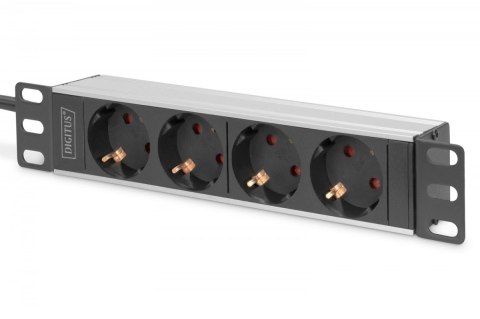 Listwa zasilająca do szaf 10" RACK 4xSchuko, 2m 1xUnischuko, 16A, aluminiowa Digitus
