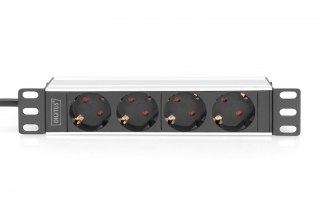 Listwa zasilająca do szaf 10" RACK 4xSchuko, 2m 1xUnischuko, 16A, aluminiowa Digitus