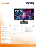 Monitor 32 cale PD3205U LED 5ms/4K/20:1/HDMI/ czarny Benq