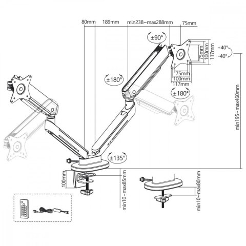 Uchwyt na dwa monitory gamingowy NanoRS RS166 Maclean