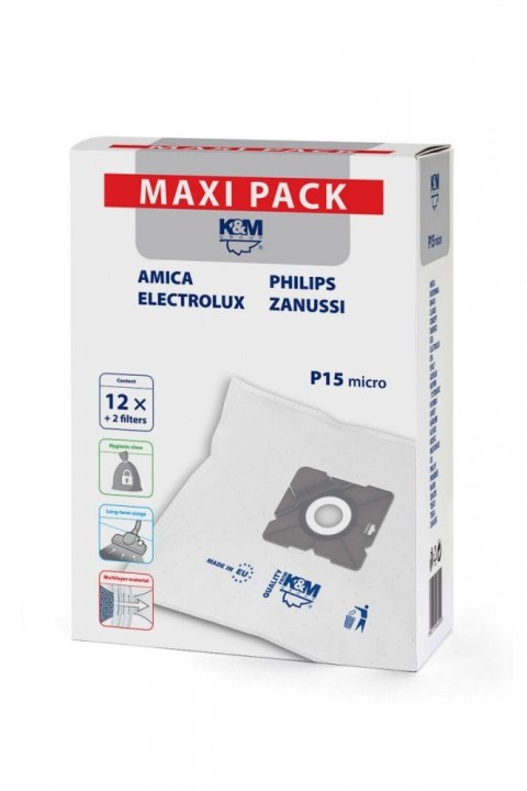 Worki do odkurzacza P15/maxi 12 sztuk K&M