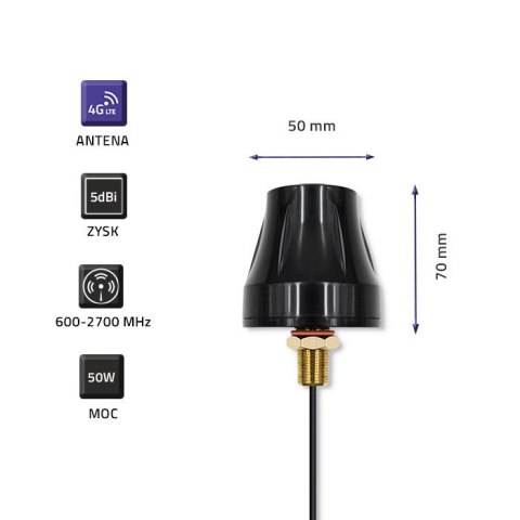 Antena 4G LTE dookólna DUAL | 5dBi | Zewnętrzna Qoltec Antena 4G LTE dookólna DUAL | 5dBi | Zewnętrzna Qoltec