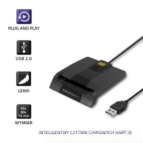 Inteligentny czytnik chipowych kart ID SCR-0634 | USB typu C Qoltec Inteligentny czytnik chipowych kart ID SCR-0634 | USB typu C Qoltec