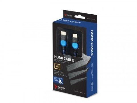 Kabel HDMI 2.0 niebiesko-czarny 3m, GCL-05 Savio
