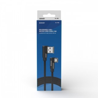 Kabel z dwustronnym złączem USB Micro USB - USB A 1m, CL-161 Savio