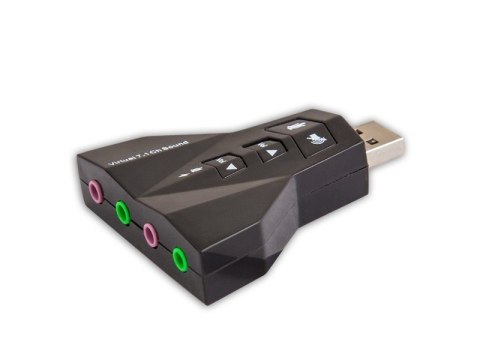 Karta dźwiękowa USB 7w1, dźwięk Virtual 7.1CH, Plug & Play, blister, AK-08 Savio