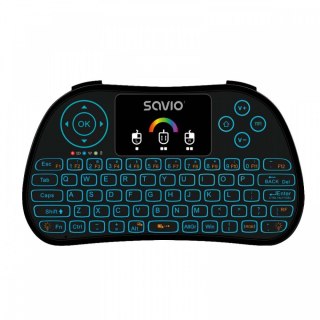Klawiatura podświetlana mini bezprzewodowa RGB TV Box, Smart TV, konsole, PC, KW-03 Savio