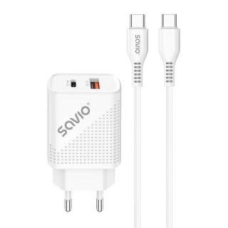 Ładowarka sieciowa USB Quick Charge Power Delivery 3.0 18W +1m kabel USB typ C, LA-05 C Savio