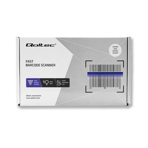 Laserowy czytnik kodów kreskowych 1D | USB | Czarny Qoltec Laserowy czytnik kodów kreskowych 1D | USB | Czarny Qoltec