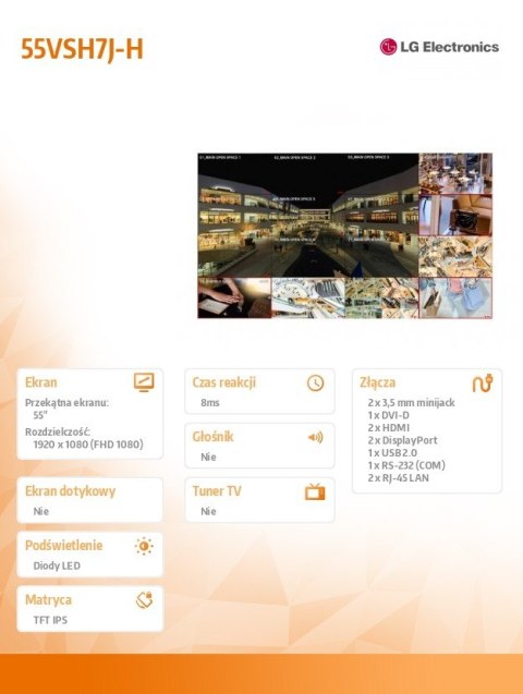 Monitor wielkoformatowy 55VSH7J-H 700cd/m2 24/7 LG Electronics