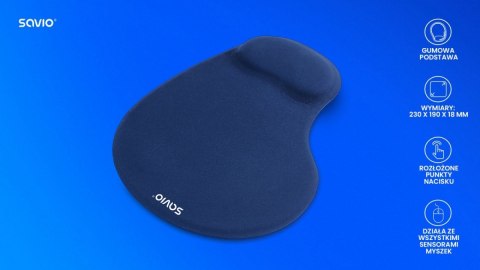 Podkładka żelowa pod mysz ciemnoniebieska, MP-01NB Savio