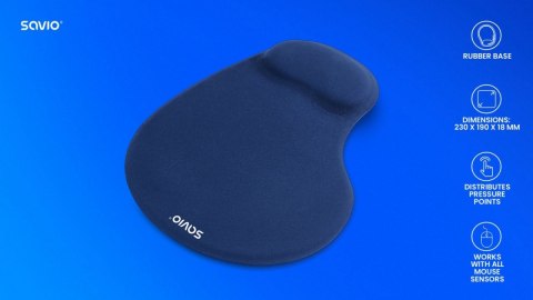 Podkładka żelowa pod mysz ciemnoniebieska, MP-01NB Savio