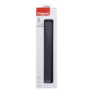 Przedłużacz 5x2PZ +USB A/C 1,5m czarny Legrand