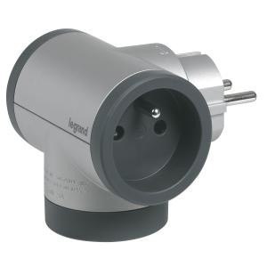 Rozgałęźnik obrotowy 2x2P+Z, USB A+C - aluminium/grafitowy Legrand
