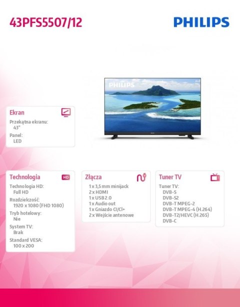 Telewizor LED 43 cale 43PFS5507/12 Philips