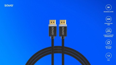 Kabel DisplayPort (M) v1.4, 1m, CL-165 Savio