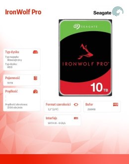 Dysk IronWolfPro 10TB 3.5 256MB ST10000NT001 Seagate