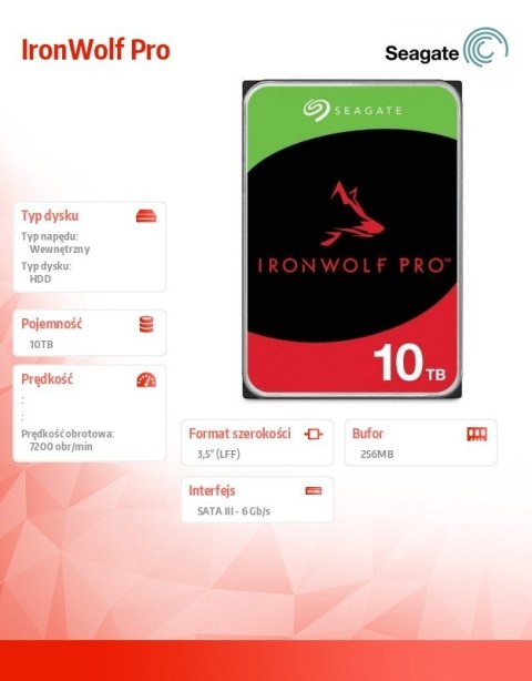 Dysk IronWolfPro 10TB 3.5 256MB ST10000NT001 Seagate Dysk IronWolfPro 10TB 3.5 256MB ST10000NT001 Seagate