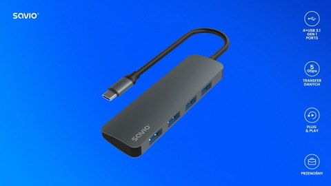 HUB 4-portowy USB 3.1 Gen.1, AK-54 Savio