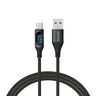 Kabel USB - USB C z wyświetlaczem, 60W, 1m, CL-172 Savio