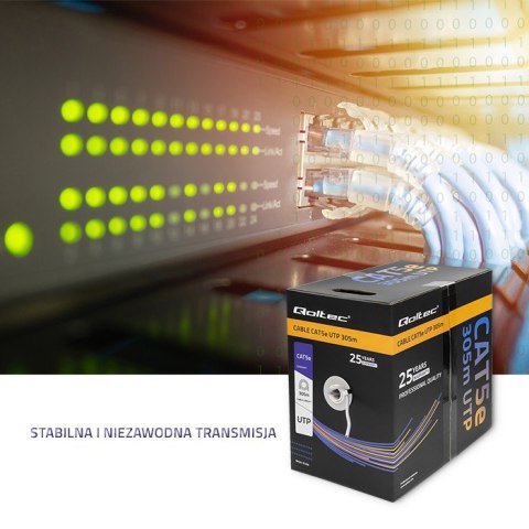 Kabel sieciowy/skrętka UTP | CAT5E | 305m Qoltec Kabel sieciowy/skrętka UTP | CAT5E | 305m Qoltec