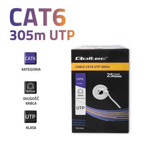 Kabel sieciowy/skrętka UTP | CAT6 | 305m Qoltec Kabel sieciowy/skrętka UTP | CAT6 | 305m Qoltec